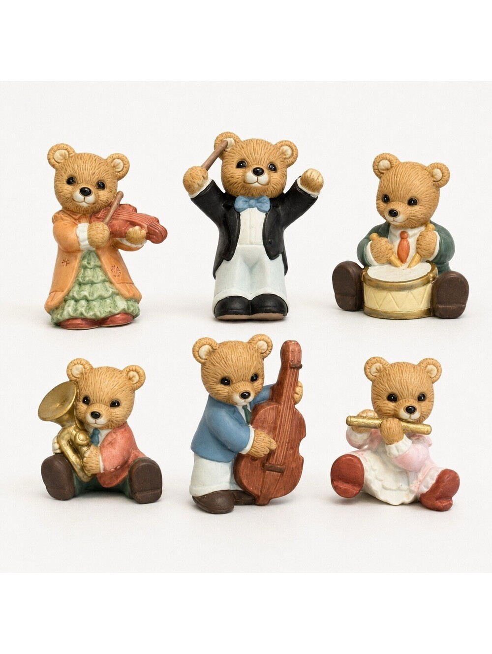 Vintage HOMCO Teddy Bear Orchestra Figurines #1422 – Complete Set of 6 W/Box